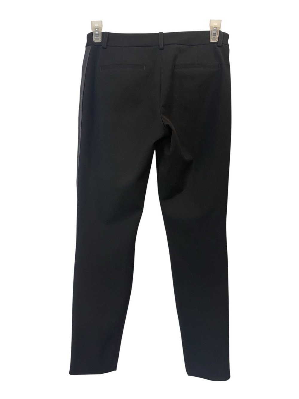 Express Women's size 8 Black Skinny Pants midrise with Faux Leather Side Stripe - Picture 3 of 7